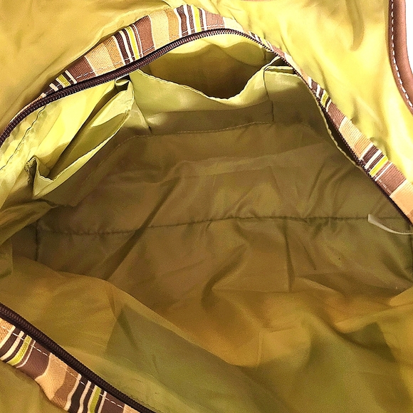 STRIPED LARGE TOTE SHOPPING BAG UNIQUE HAND MADE WITH SEQUINS ACCENT NWOT - Picture 5 of 11